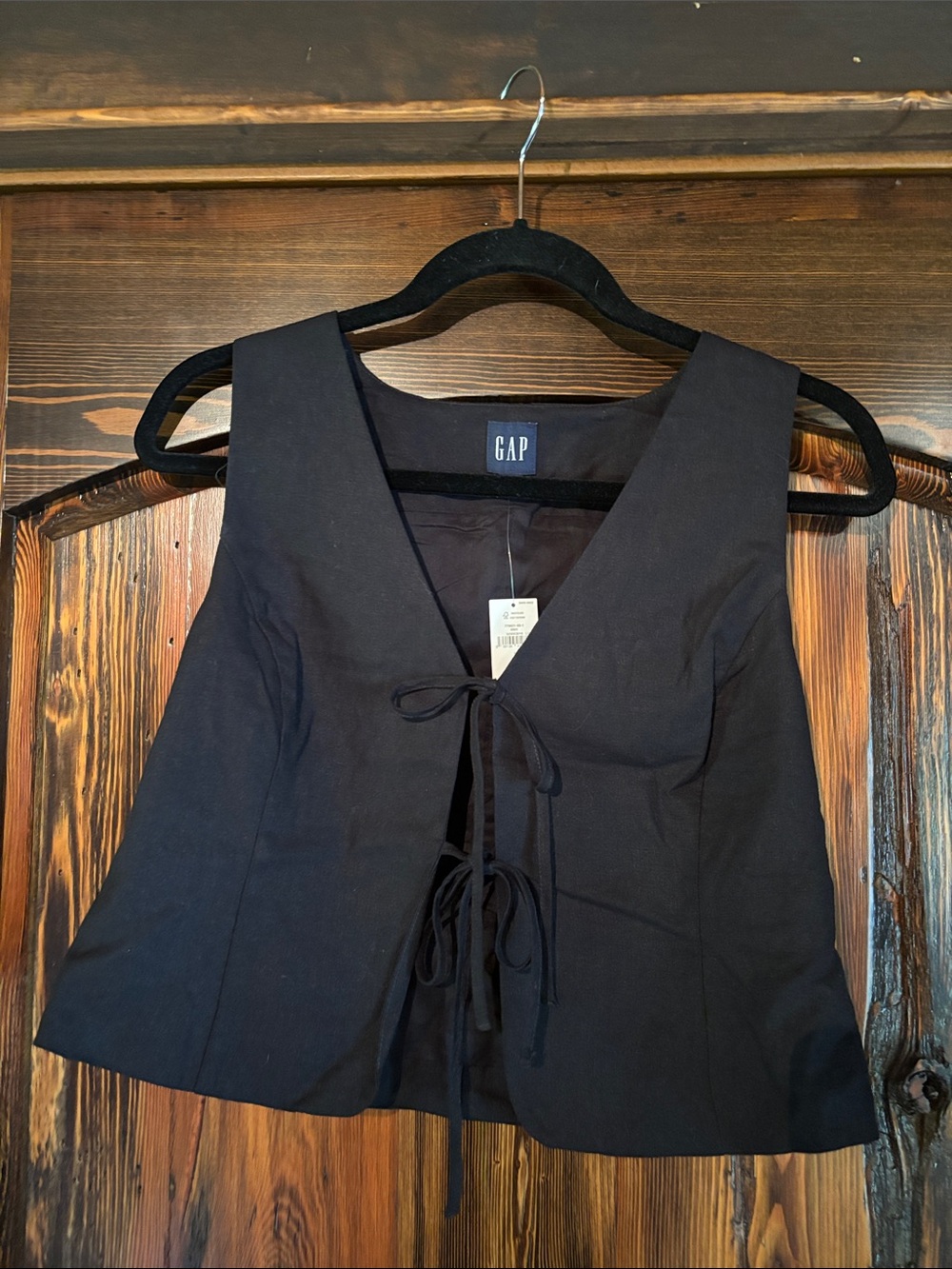 Gap Linen Blend Tie Front Crop Vest